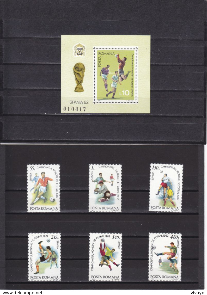 RUMANIA  - 1982 - ** / MNH - FOOTBALL WORLD CUP SPAIN 1982 - Mi. 3837/42 + Bl. 184   -  Yv. 3363/68 + Bl. 152 - 1982 – Spain