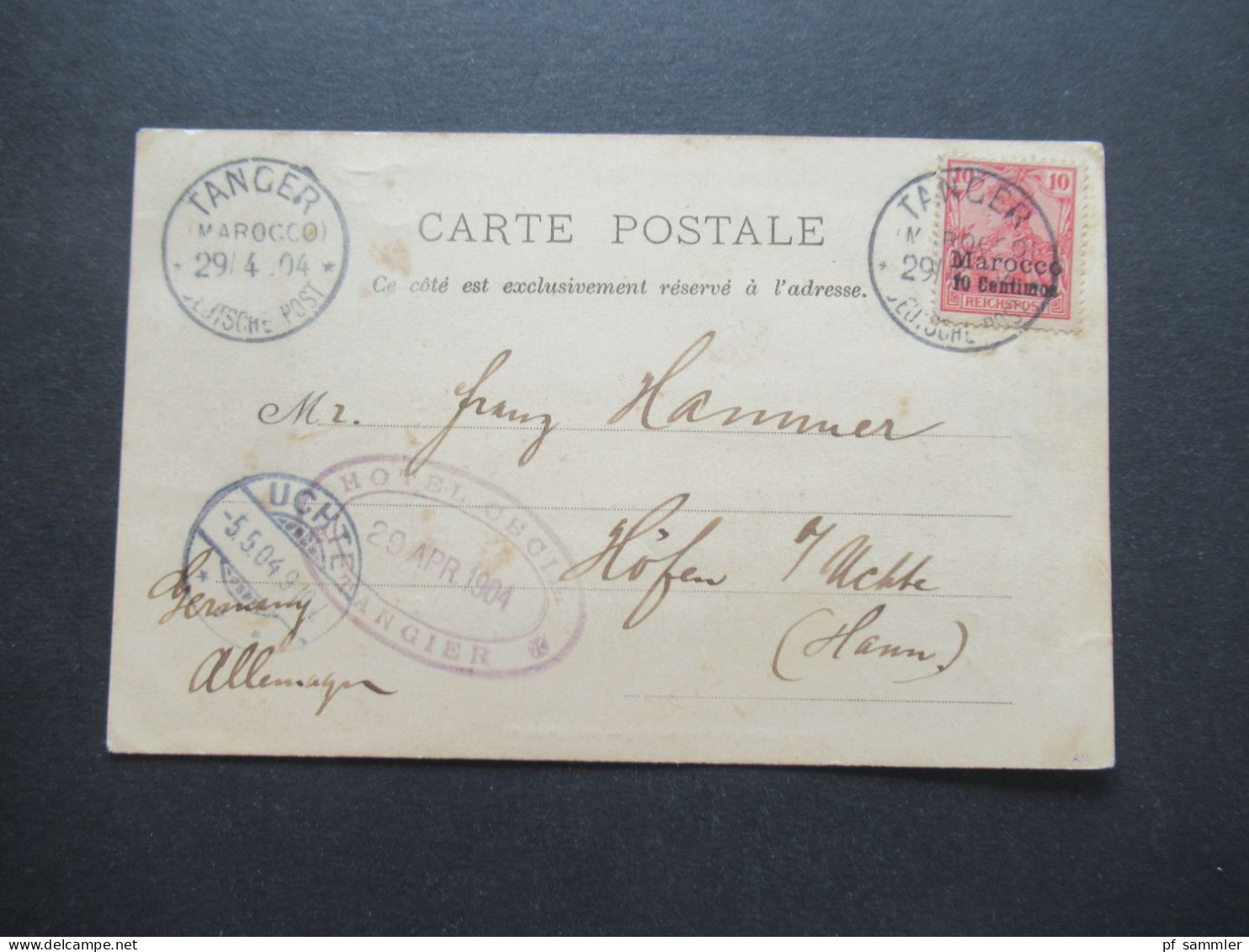 Reichspost 1904 Mi.Nr.9 EF Auslandspostamt Marokko AK Tanger Paysans Marocains K1 Tanger (Marocco) Deutsche Post - Marocco (uffici)