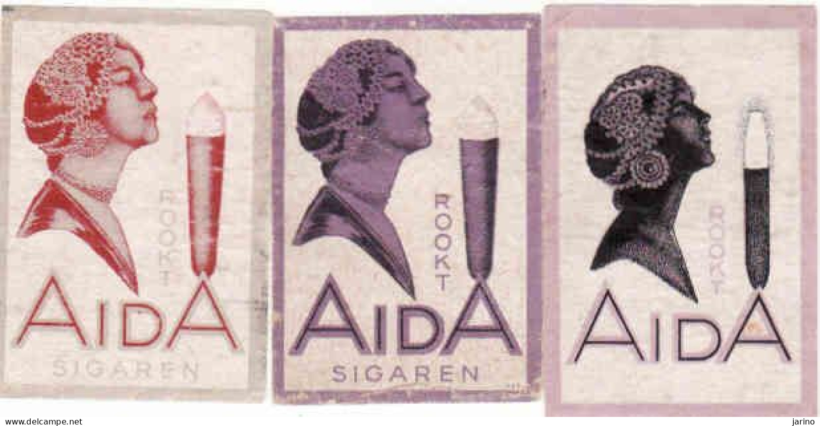 3 Dutch Matchbox Labels, AIDA Sigaren, Rookt, Holland, Netherlands - Boites D'allumettes - Etiquettes