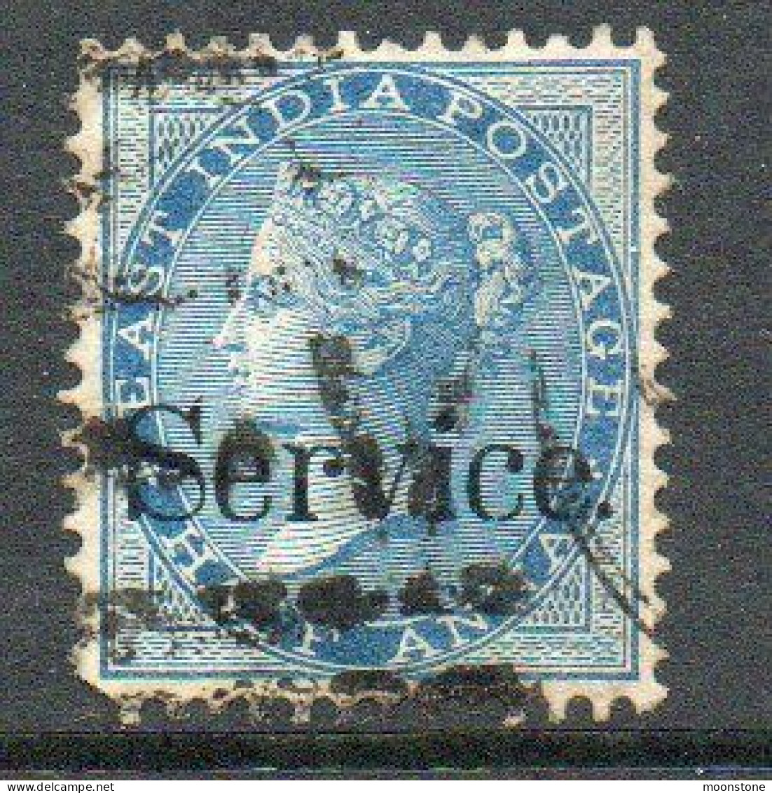 India QV 1866-72 ½ Anna Blue, Wmk. Elephant's Head, Service Official, Used, SG O6 (E) - 1858-79 Compañia Británica Y Gobierno De La Reina