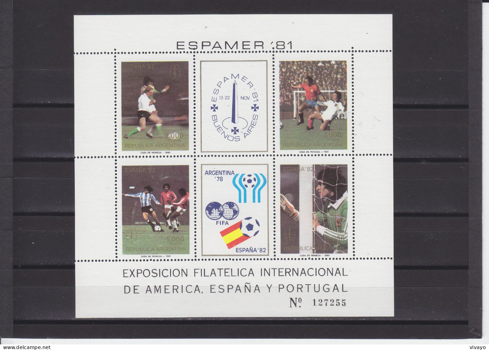 ARGENTINE - ARGENTINA - 1981 - ** / MNH - FOOTBALL WORLD CUP SPAIN 1982 - ESPAMER EXHIBITION - Mi. Bl. 28 - 1982 – Espagne