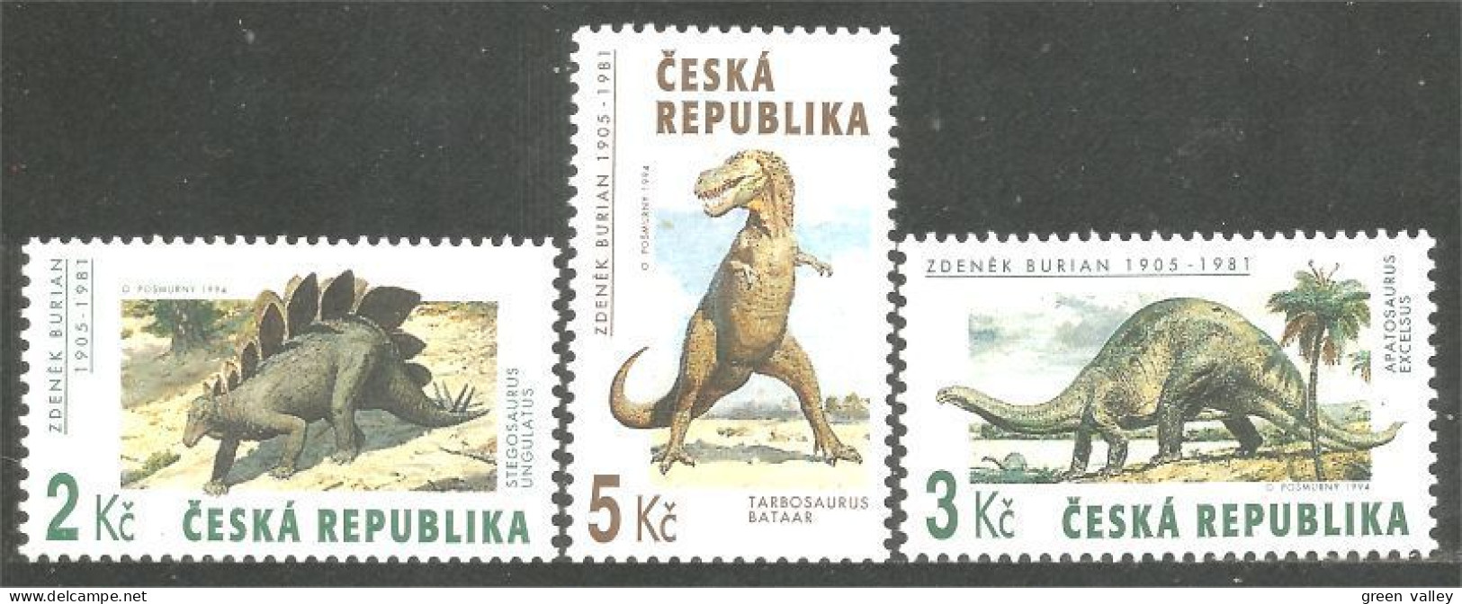 290 Czech Republic Dinosaur Dinosaure Stegosaur Tarbosaur T-Rex Diplodocus MNH ** Neuf SC (CZE-438c) - Vor- Und Frühgeschichte