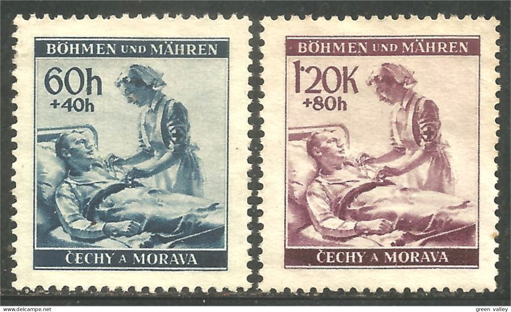 290 Bohmen Mahren Croix-Rouge Red Cross Infirmière Nurse No Gum (CZE-406) - Gebruikt