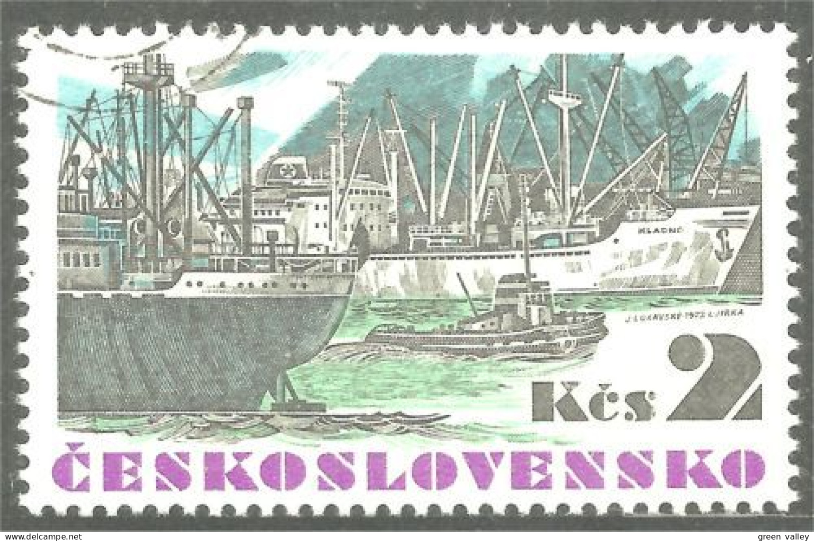 290 Czechoslovakia Port Harbour Hafen Bateau Kladno Boat Ship Schiff Barco Barca (CZE-382h) - Usati