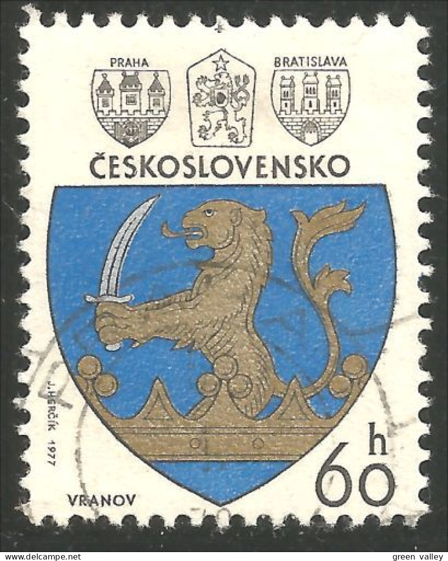 290 Czechoslovakia Armoiries Coat Of Arms Lion Lowe Leone (CZE-373b) - Sellos