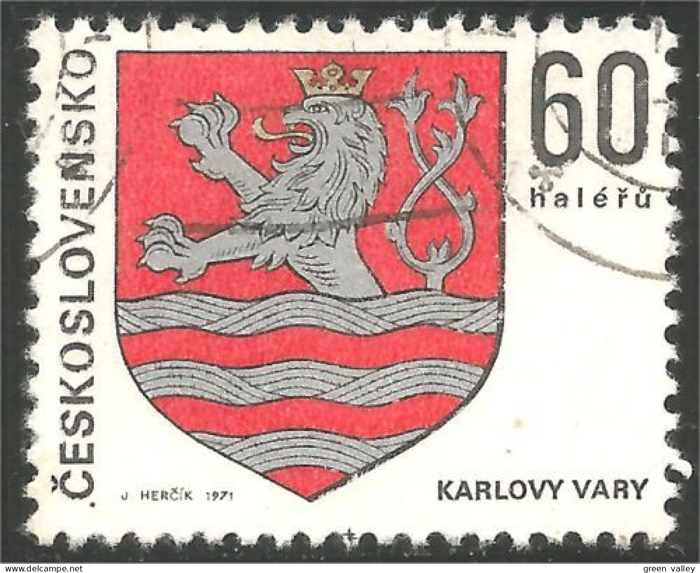 290 Czechoslovakia Armoiries Coat Of Arms Lion Lowe Leone (CZE-372c) - Timbres