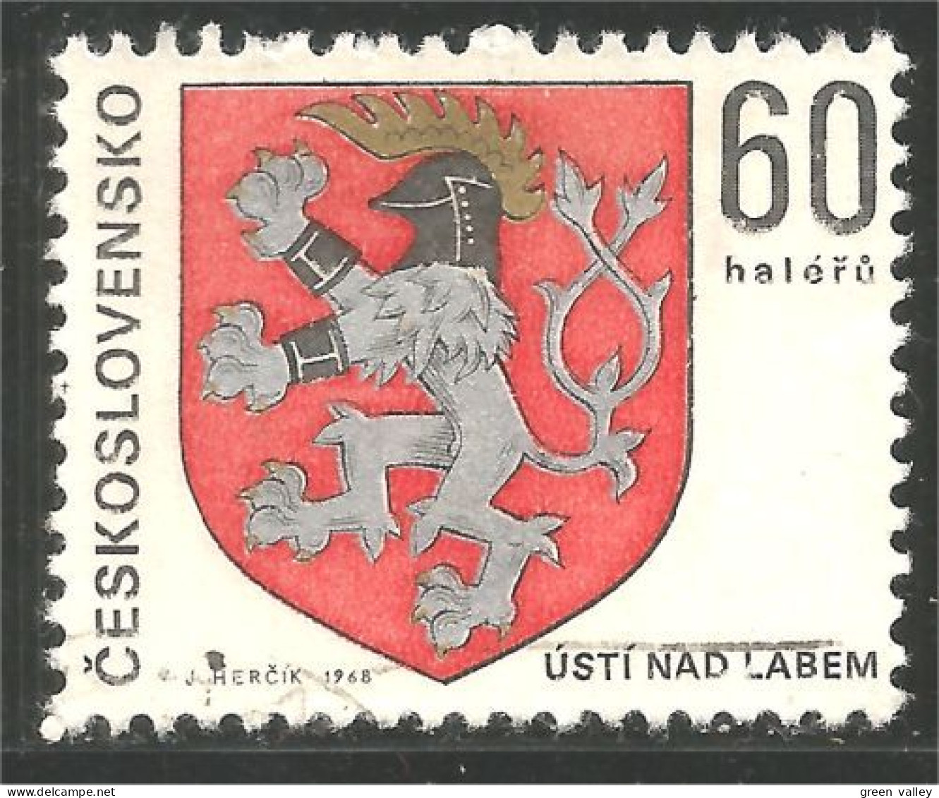 290 Czechoslovakia Armoiries Coat Of Arms Lion Lowe Leone (CZE-372f) - Sellos