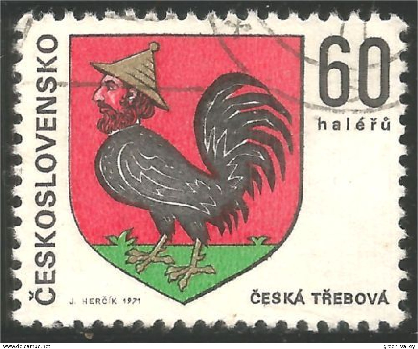 290 Czechoslovakia Armoiries Coat Of Arms Coq Rooster Hahn Gallo (CZE-371) - Galline & Gallinaceo