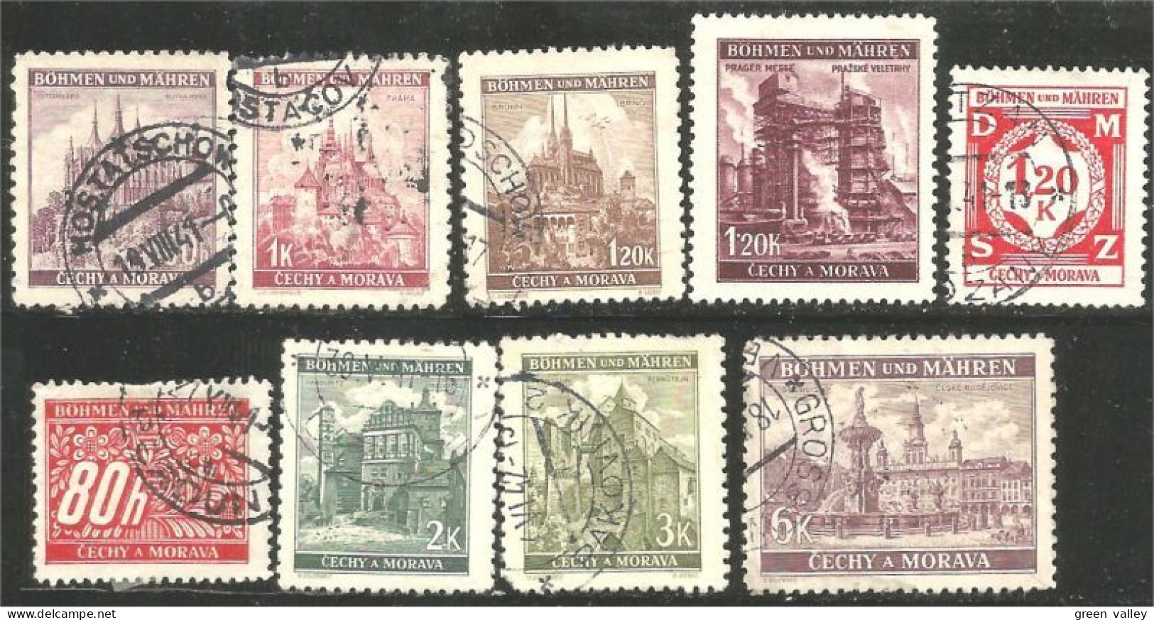 290 Bohmen Mahren1940 9 Different Old Stamps (CZE-306) - Usati