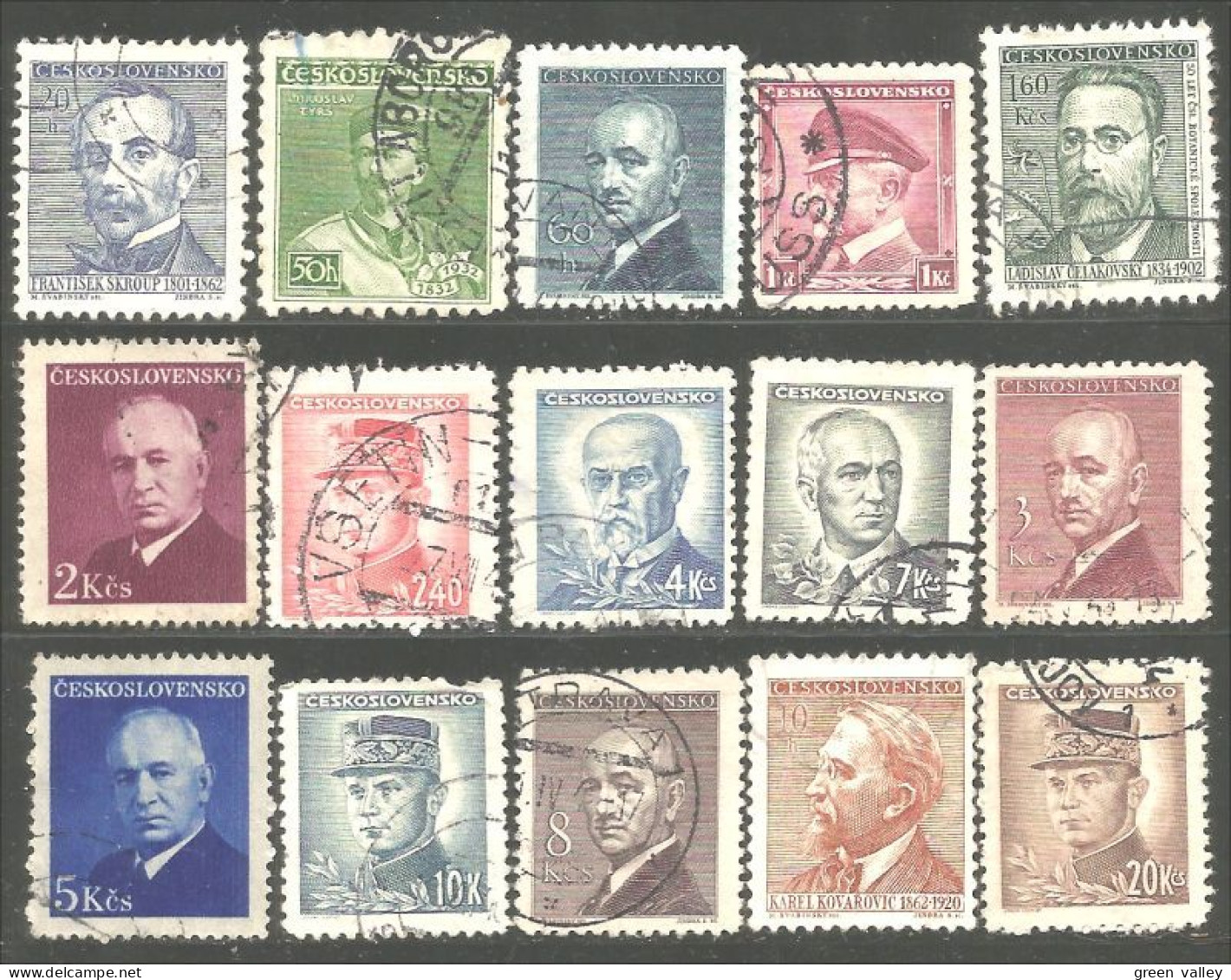 290 Czechoslovakia 15 Different Celebrities Personnages Célèbres (CZE-298) - Colecciones & Series