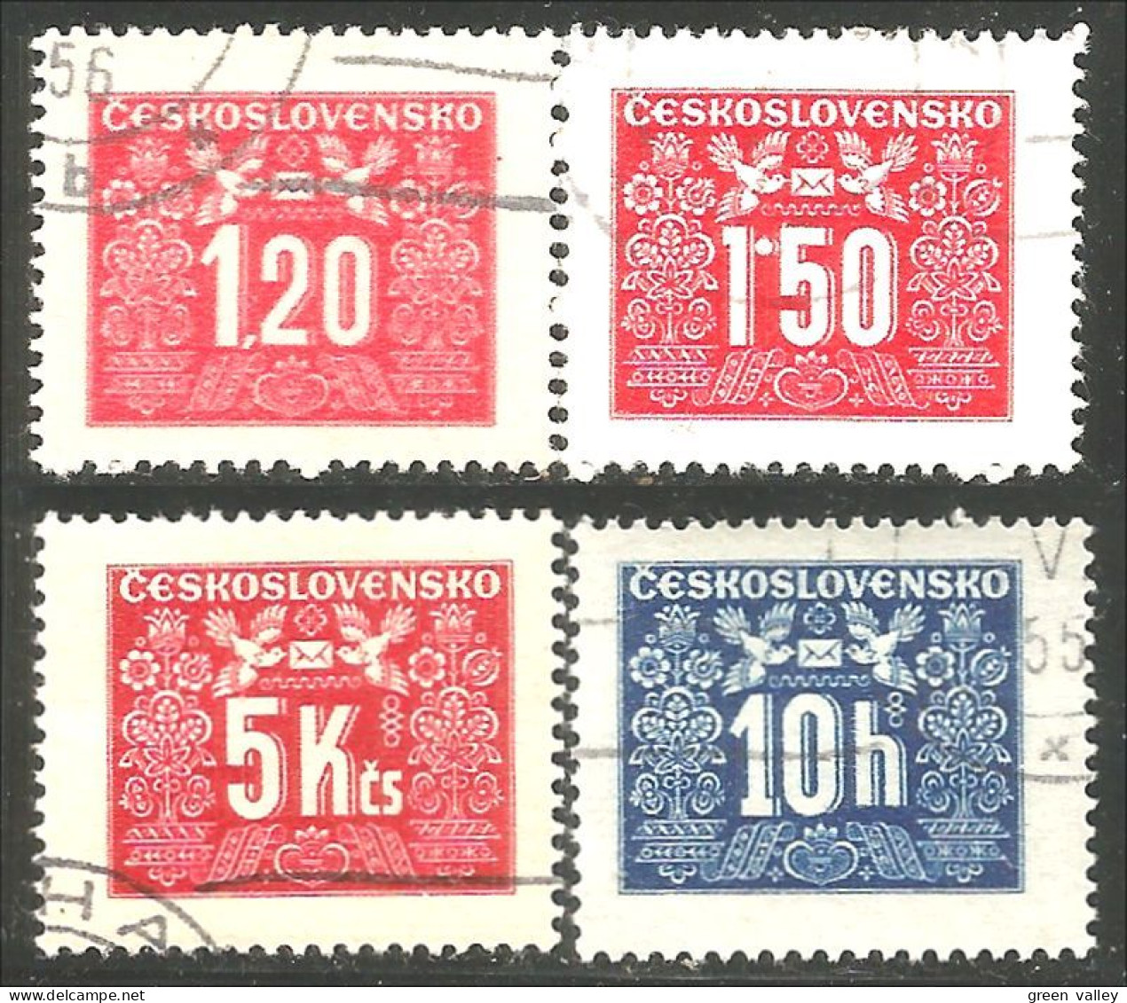 290 Czechoslovakia 1946-48 4 Different Postage Due Taxe (CZE-292) - Strafport