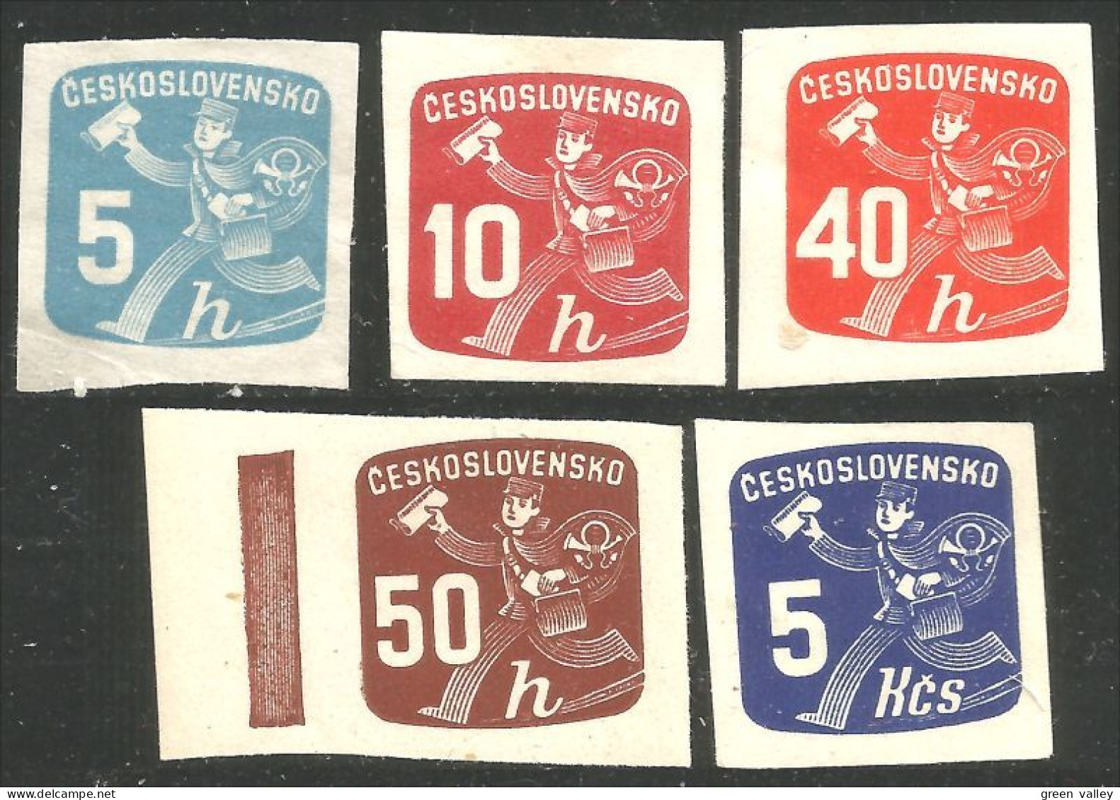 290 Czechoslovakia 1945 Newpaper Journaux 5 Different MH * Neuf 5h Has NO GUM (CZE-273) - Newspaper Stamps