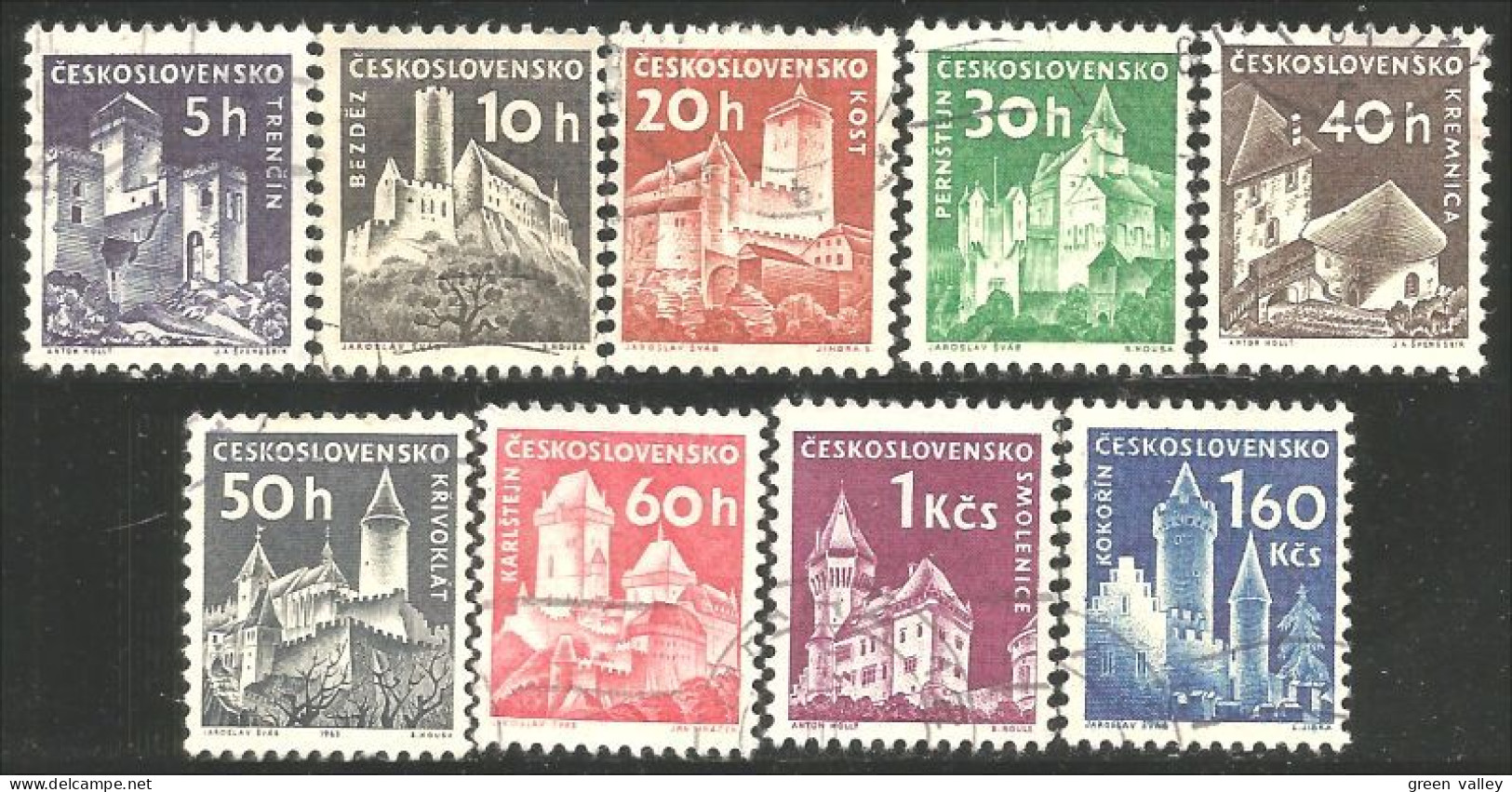 290 Czechoslovakia 1960-63 Chateaux Castles (CZE-268b) - Oblitérés