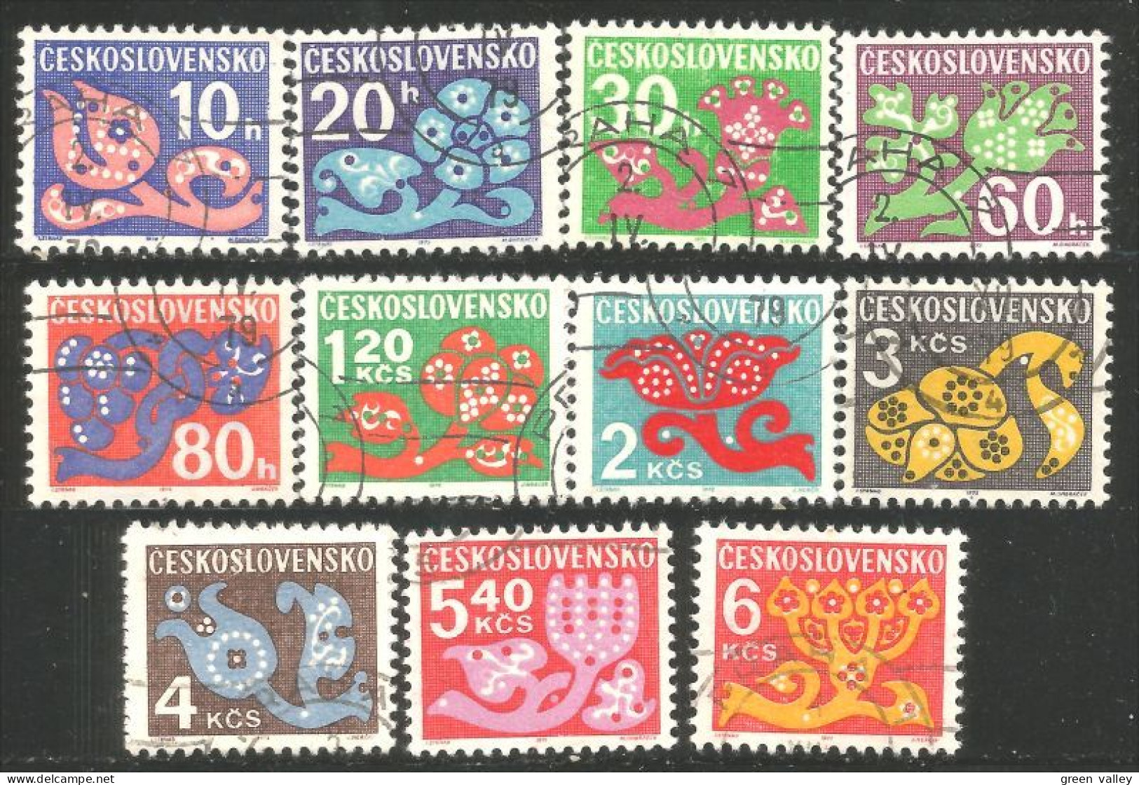 290 Czechoslovakia 1971-72 Postage Due 12 Different Timbres Taxe (CZE-270) - Timbres-taxe