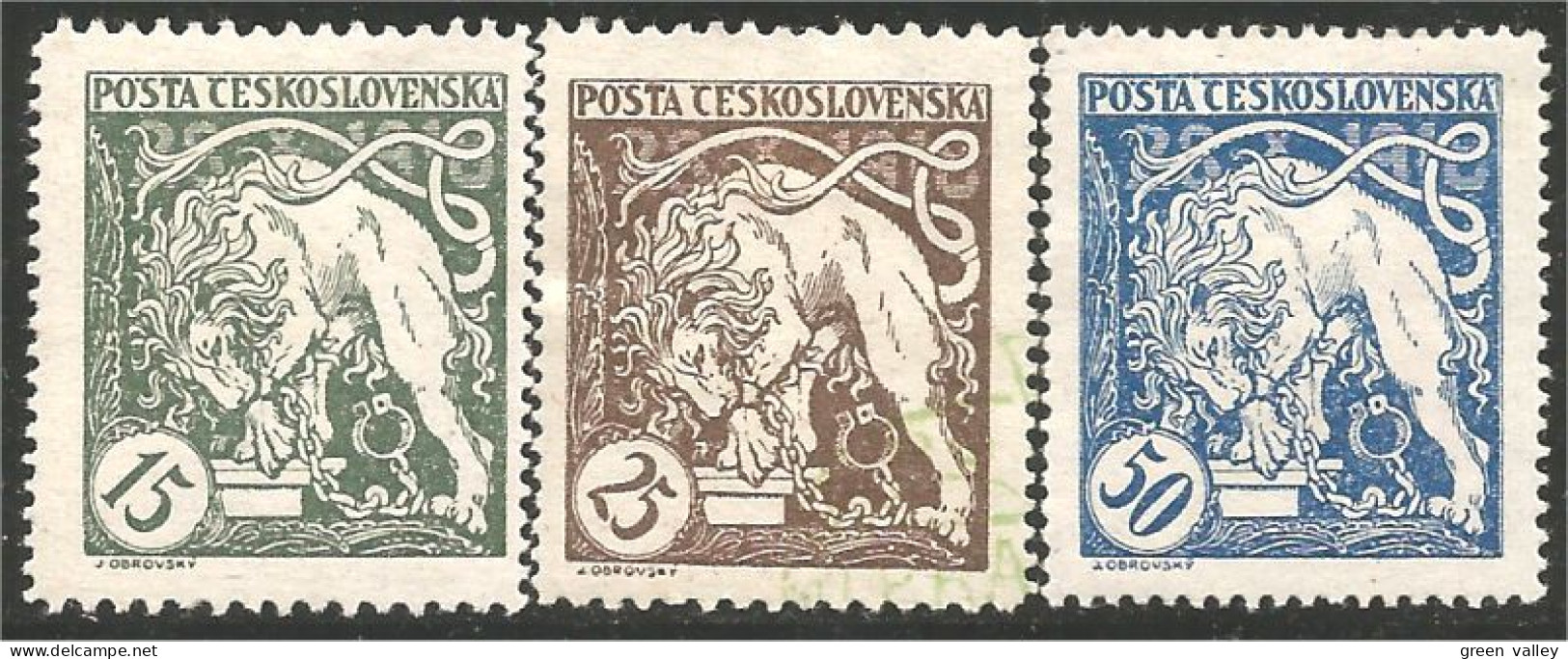 290 Czechoslovakia Bohemian Lion Lowe Leon Leone Leao Leeuw MH * Neuf (CZE-255b) - Used Stamps