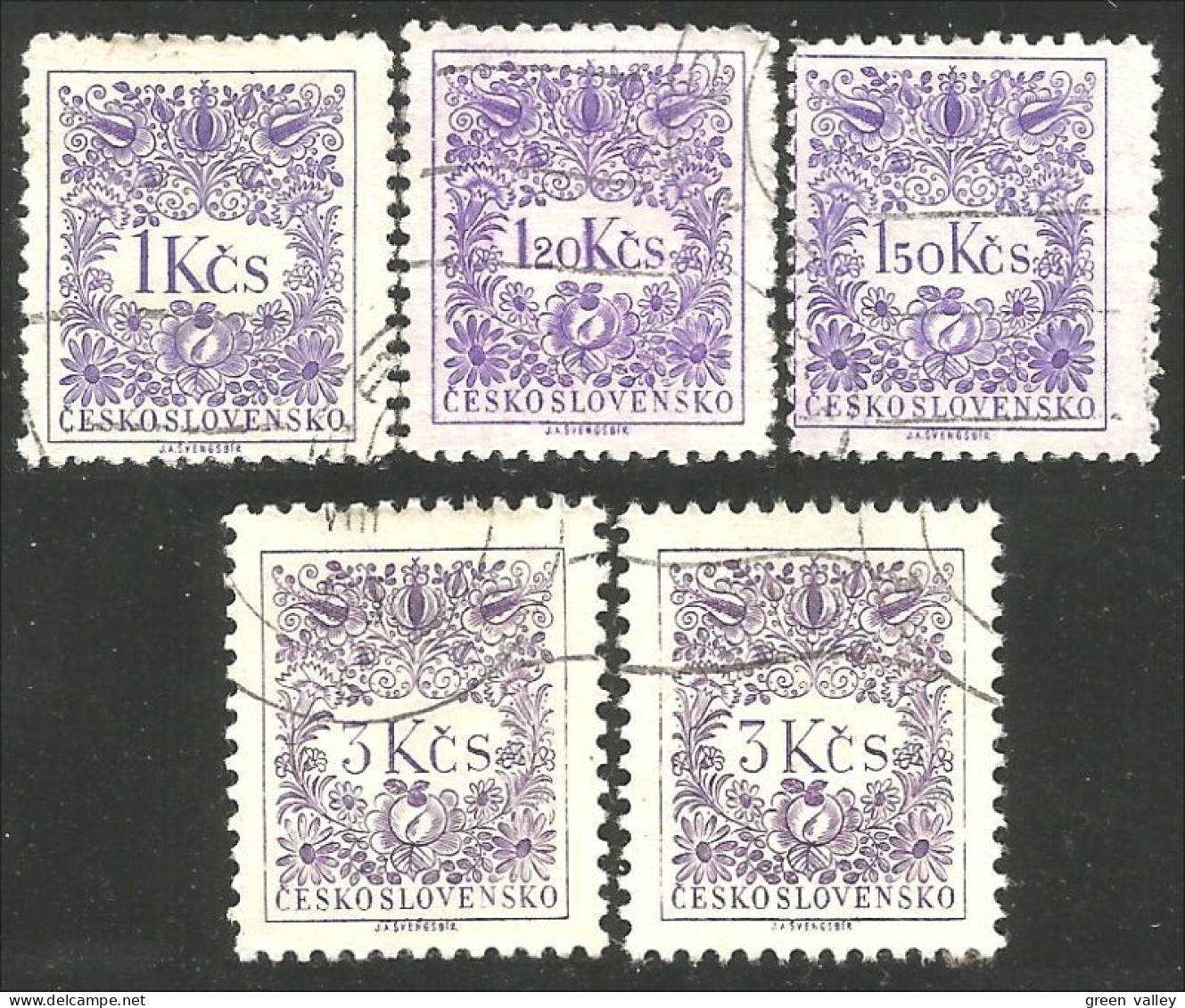 290 Czechoslovakia 1954 Tax Violet Stamps (CZE-244) - Timbres-taxe