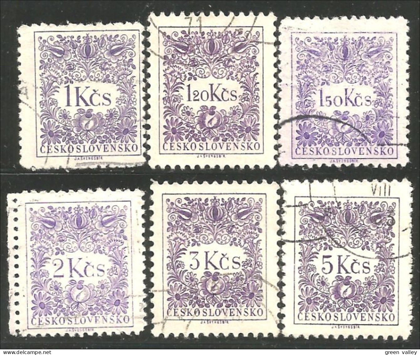 290 Czechoslovakia 1954 Tax Violet Stamps (CZE-243b) - Timbres-taxe