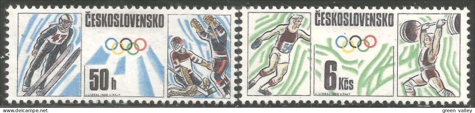 290 Czechoslovakia 1988 Olympiques Haltérophilie Weightlifting Hockey Discus MNH ** Neuf SC (CZE-202) - Neufs