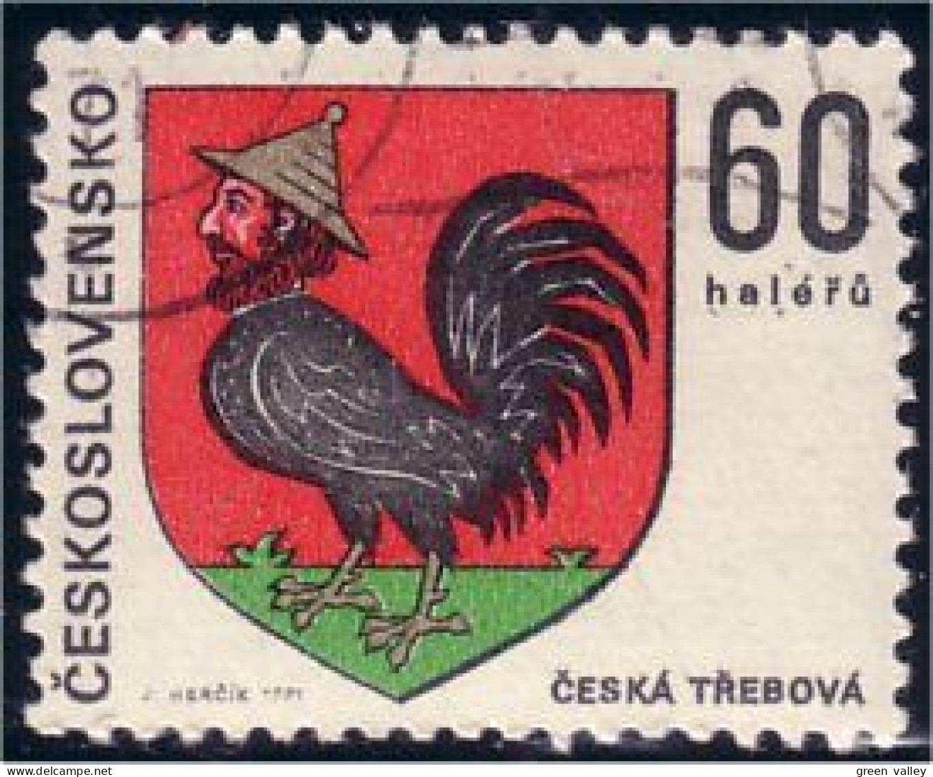 290 Czechoslovakia Chicken Coq Cock Rooster Huhn Armoiries Coat Arms (CZE-36) - Gallináceos & Faisanes