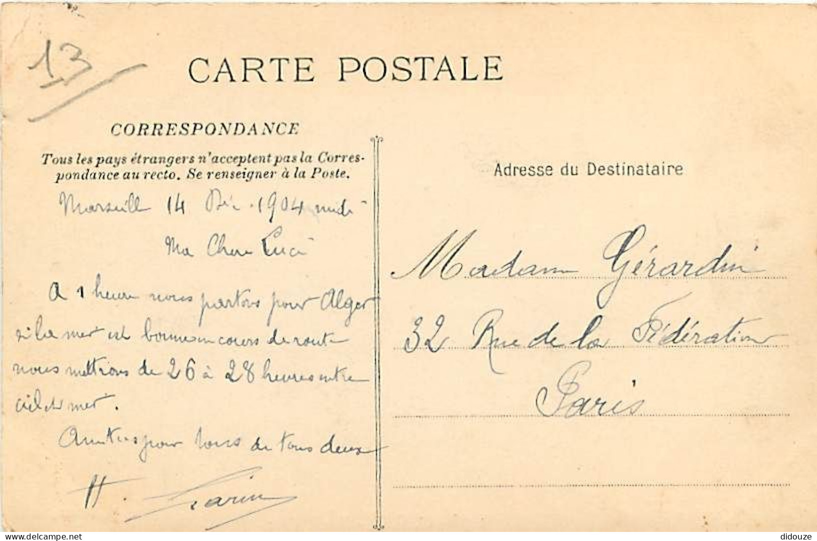 Bateaux - Paquebot Ville D'Alger - Animée - Oblitération Ronde De 1904 - CPA - Voir Scans Recto-Verso - Paquebots
