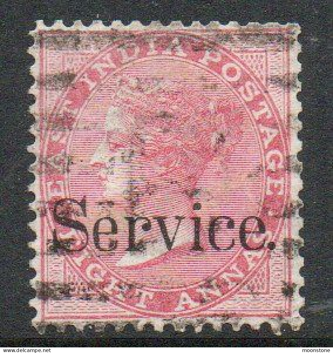 India QV 1867-73 8 Annas Rose, Wmk. Elephant's Head, Service Official, Used, SG O30 (E) - 1858-79 Crown Colony