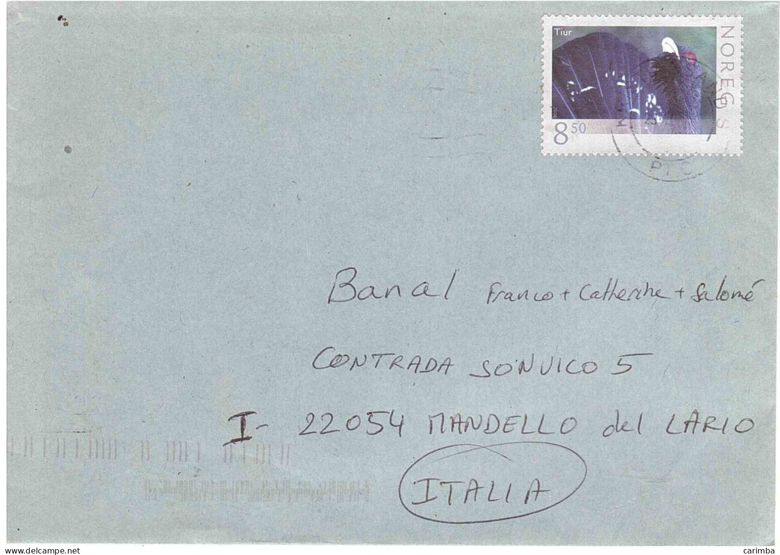 TIUR LETTERA PER ITALIA - Storia Postale