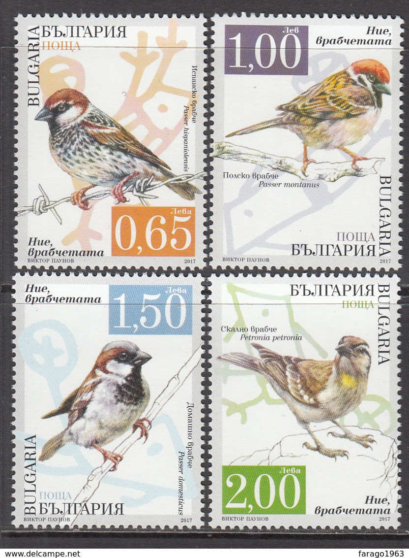 2017 Bulgaria Birds Oiseaux Complete Set Of 4 MNH - Passereaux
