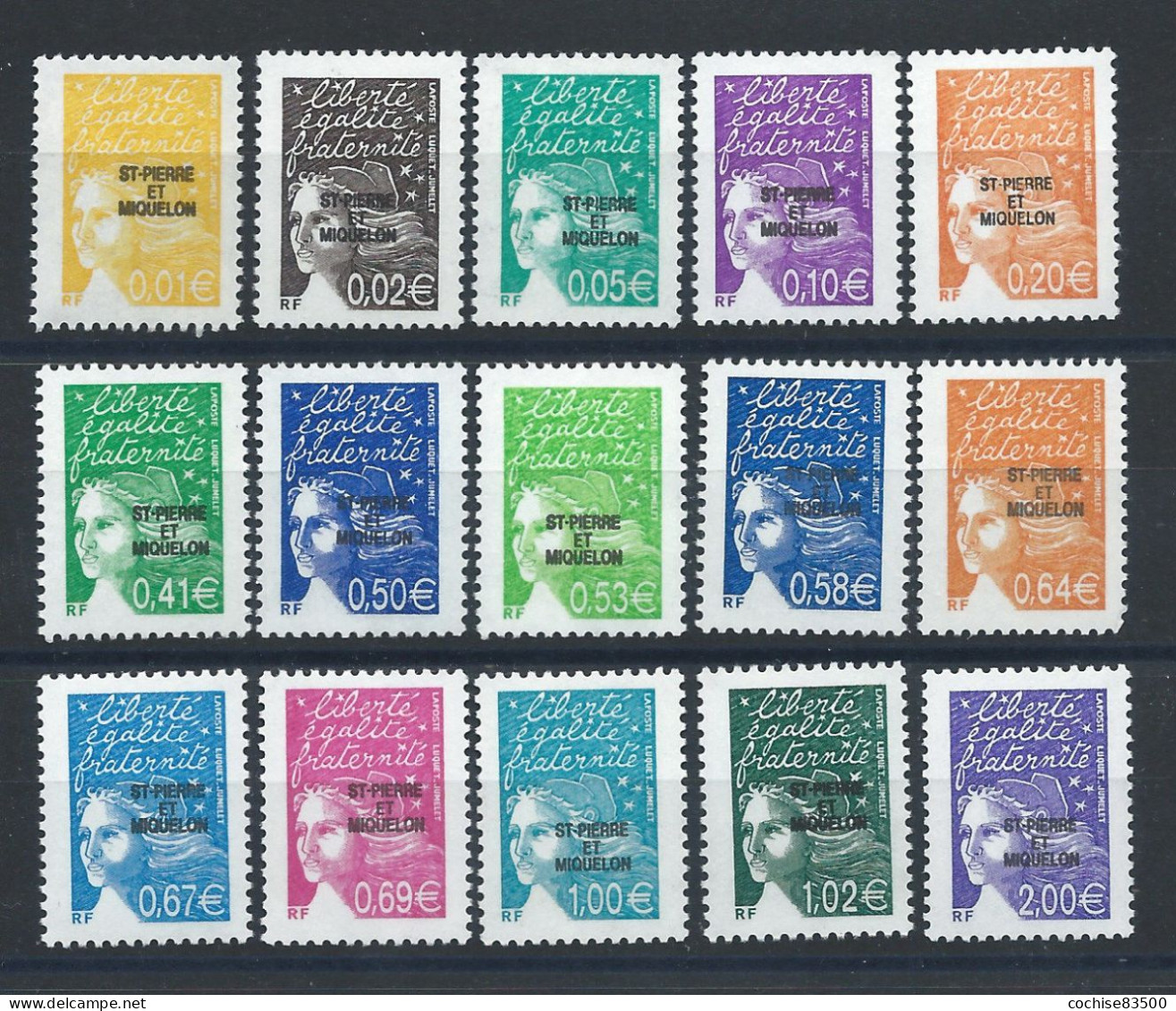 St Pierre Et Miquelon N°758/72** (MNH) 2002 - Marianne Du 14 Juillet - Unused Stamps