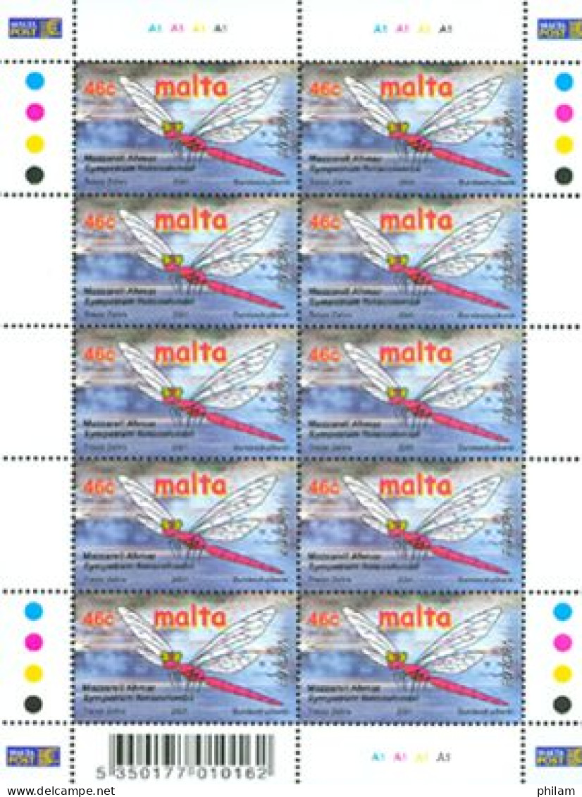 MALTE 2001 - Europa - L'eau - Grenouille Et Libellule - 2 Feuillets De 10 Timbres - 2001