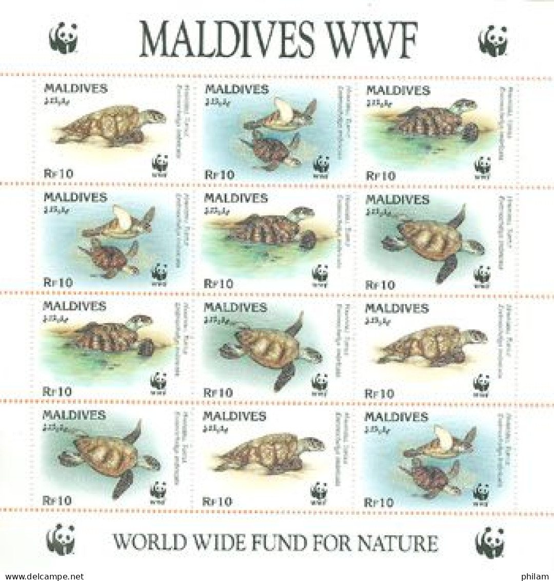 MALDIVES 1995 - WWF - La Tortue  Hawksbill  - Feuillet - Tortues
