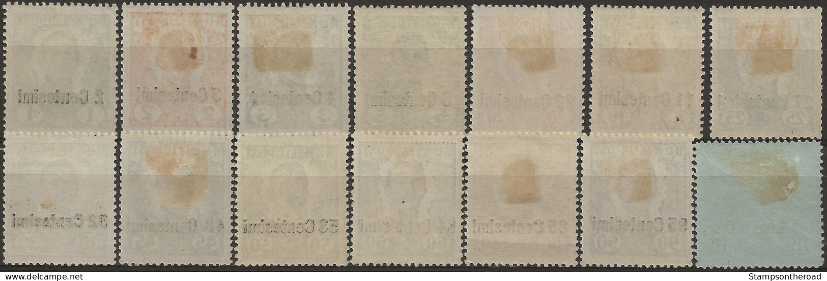 OA20-33L - 1918 Occup. Austriaca / Friuli-Veneto, Sass. Nr. 20/33, Serie Cpl. Di 14 Francobolli Nuovi Con Linguella */ - Udine