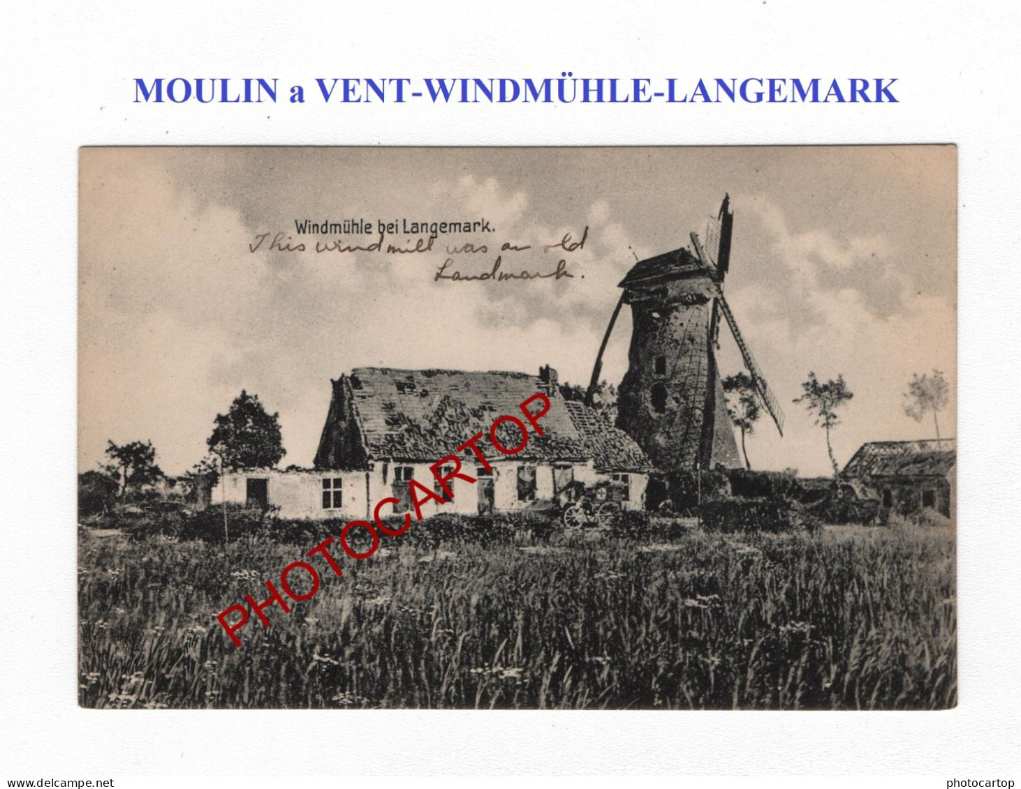 MOULIN A VENT-WINDMUEHLE-Entre PILKEM-LANGEMARK-CARTE Imprimee Allemande-Guerre-14-18-1WK-BELGIEN--Flandern - Langemark-Pölkapelle