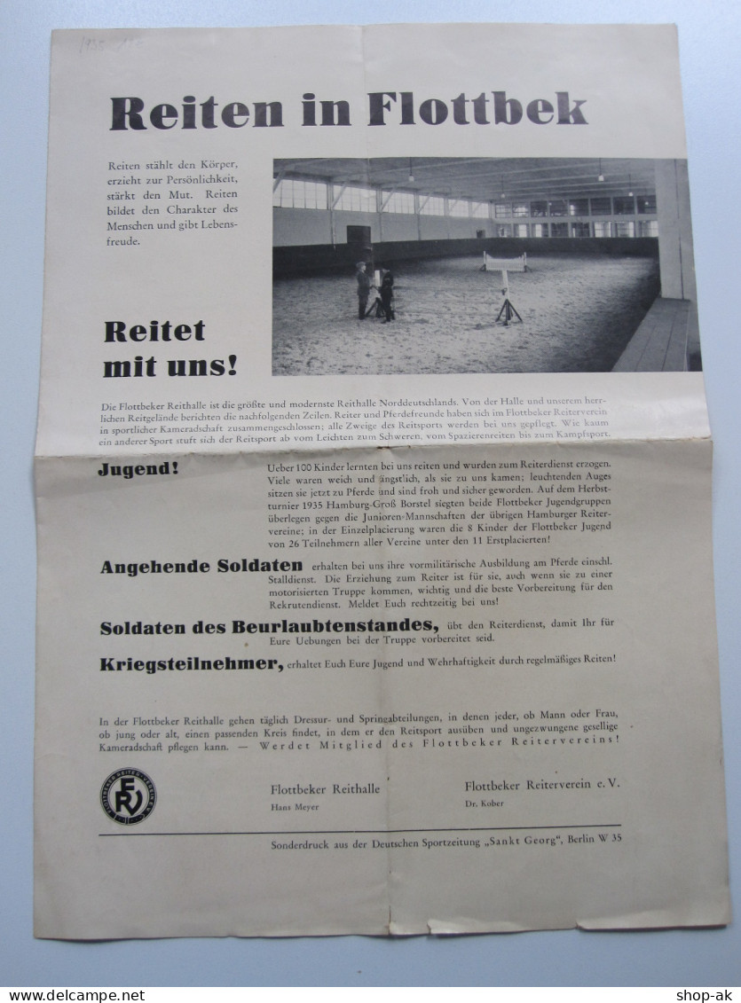 C4000/ Reiten In Hamburg Flottbek Faltblatt Reitervein 1935 - Riviste & Cataloghi