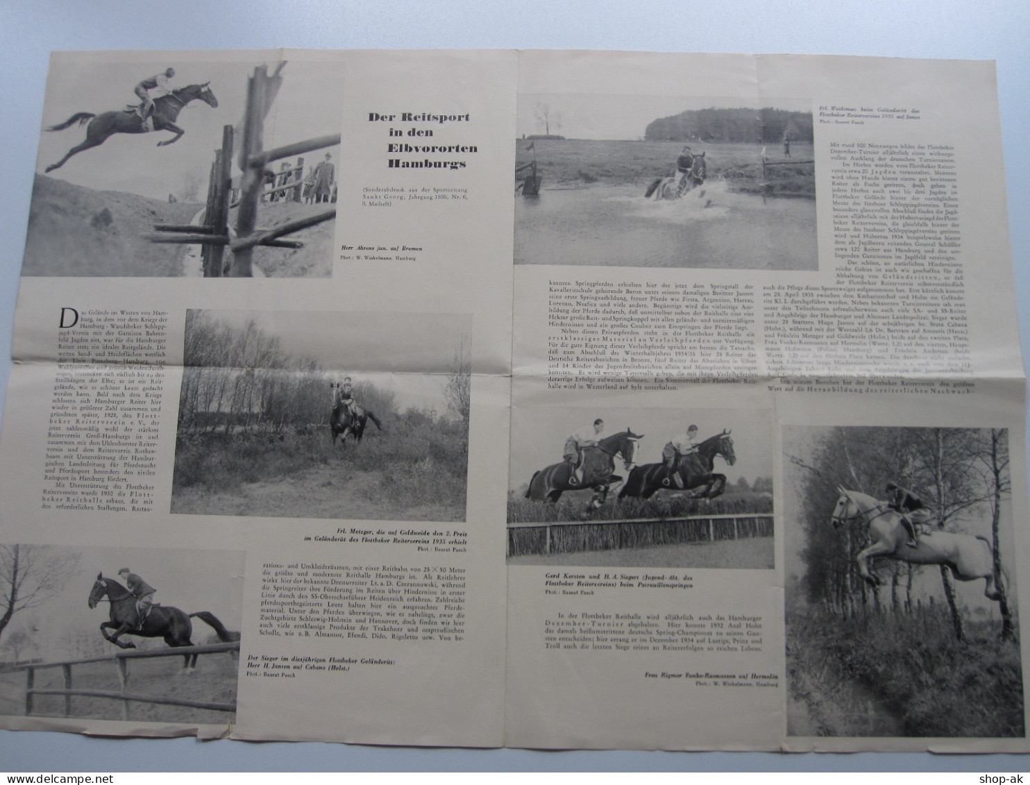 C4000/ Reiten In Hamburg Flottbek Faltblatt Reitervein 1935 - Zeitschriften & Kataloge