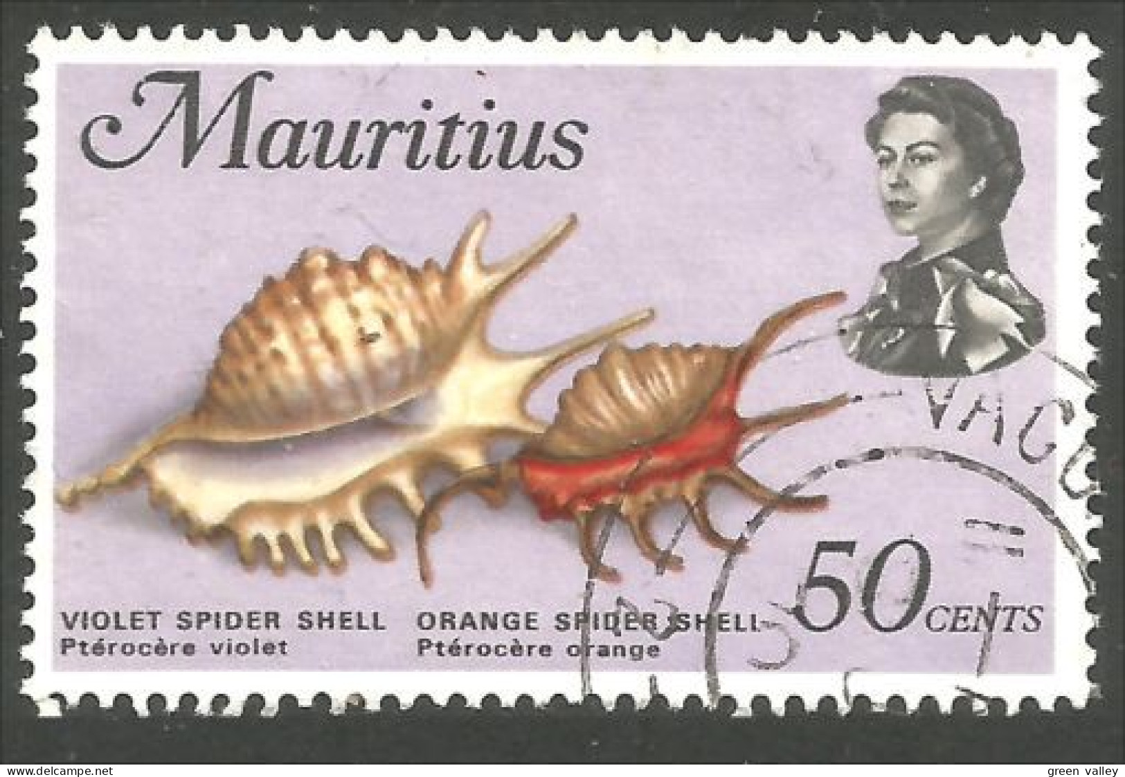 640 Mauritius Ile Maurice Coquillage Violet Orange Spider Shell (MRC-90b) - Mauritius (1968-...)