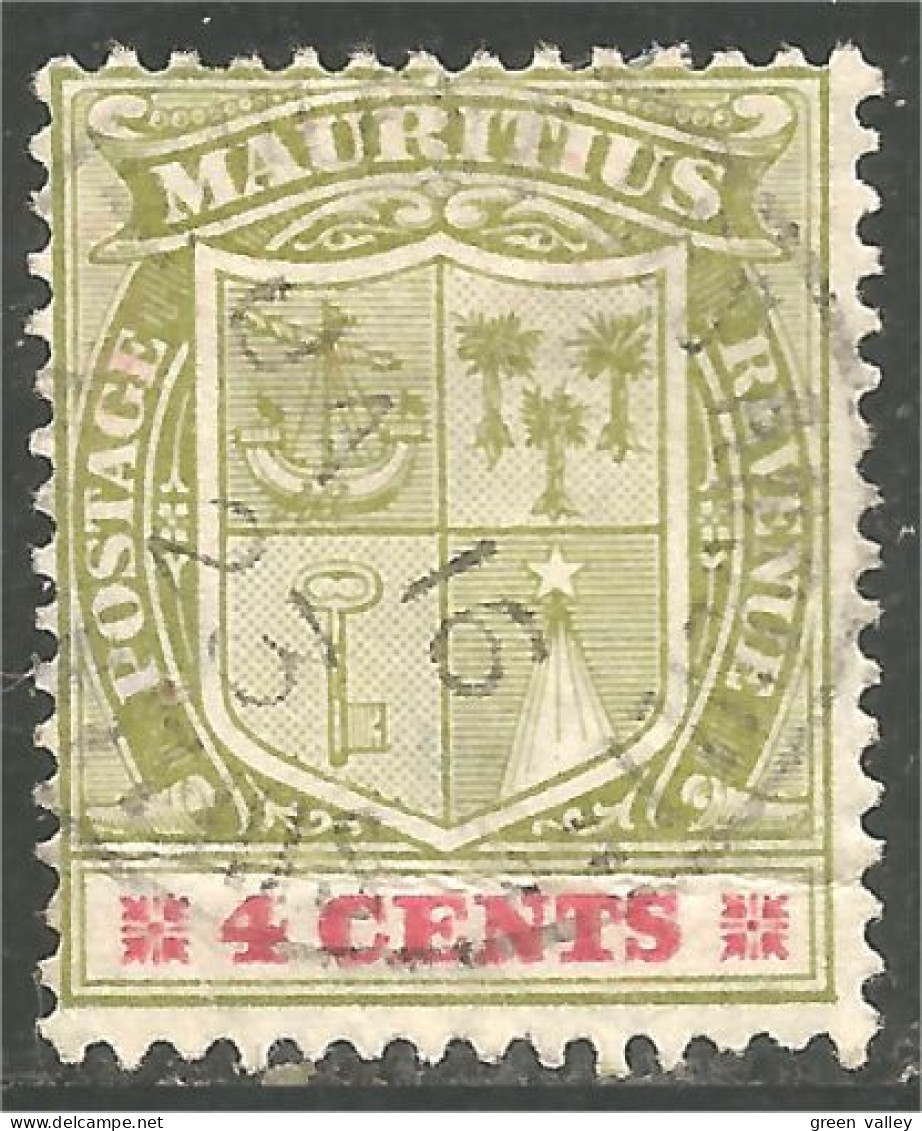 640 Mauritius Ile Maurice 1904 Armoiries Coat Arms 4 Cents JA 16 23 (MRC-73e) - Maurice (...-1967)