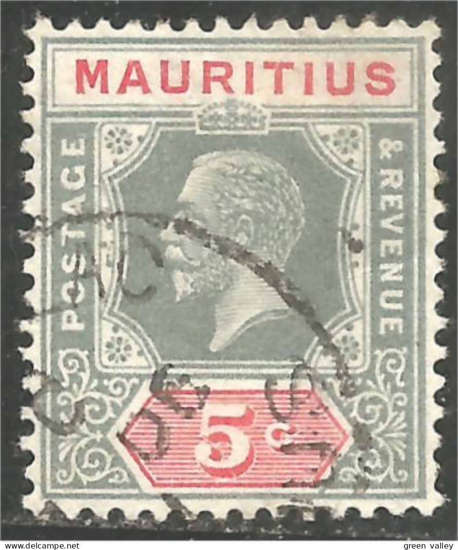 640 Mauritius Ile Maurice 1922 George V 5c Gris Grey Carmin (MRC-71b) - Maurice (...-1967)