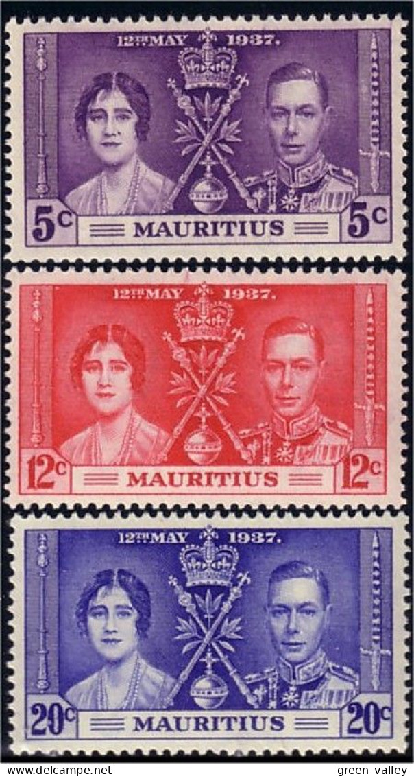 640 Mauritius Ile Maurice Coronation 1937 VLH * Neuf CH Très Légère (MRC-49) - Passereaux