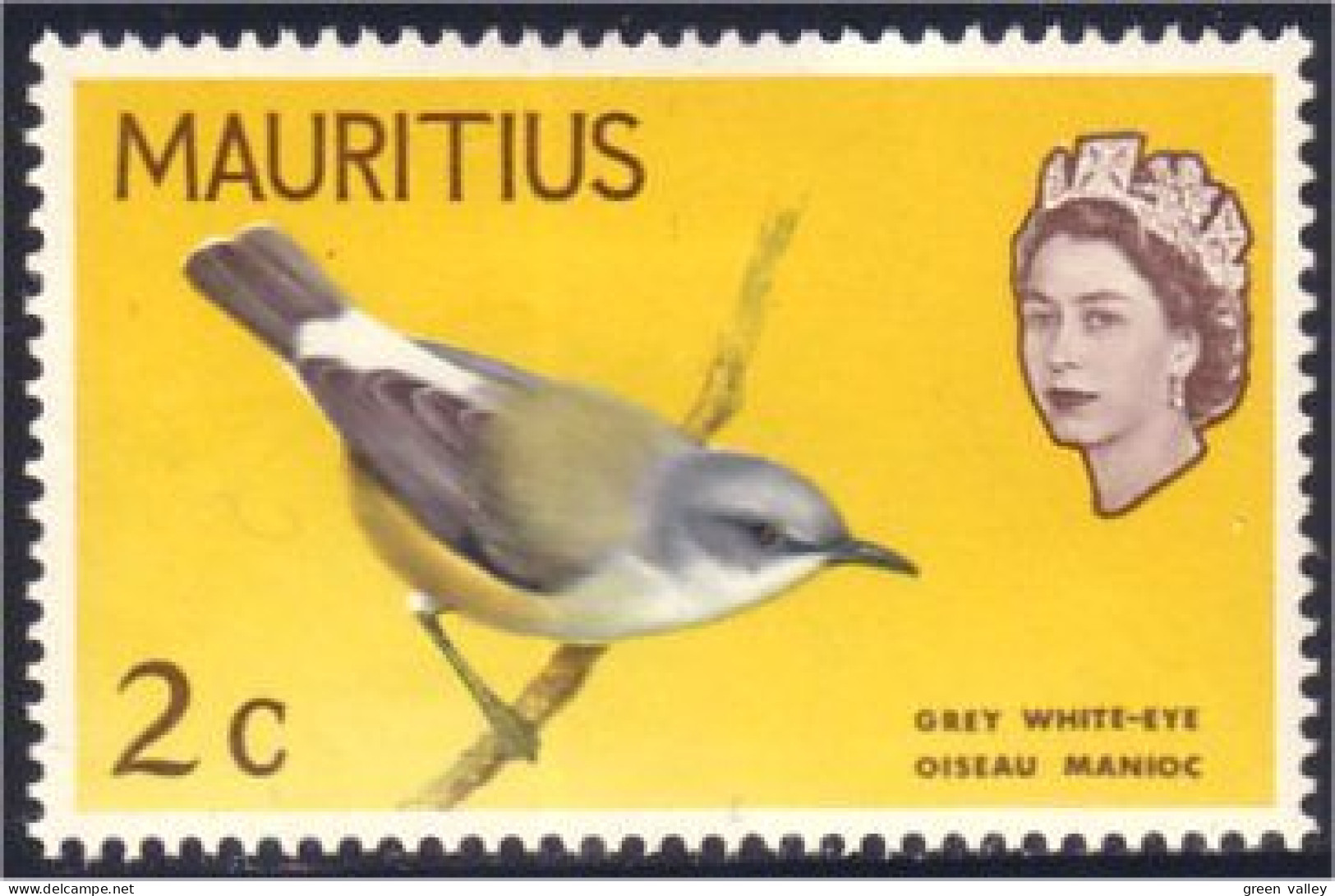 640 Mauritius Ile Maurice 2c Oiseau Bird Grey White-eye Manioc MH * Neuf CH (MRC-52) - Songbirds & Tree Dwellers