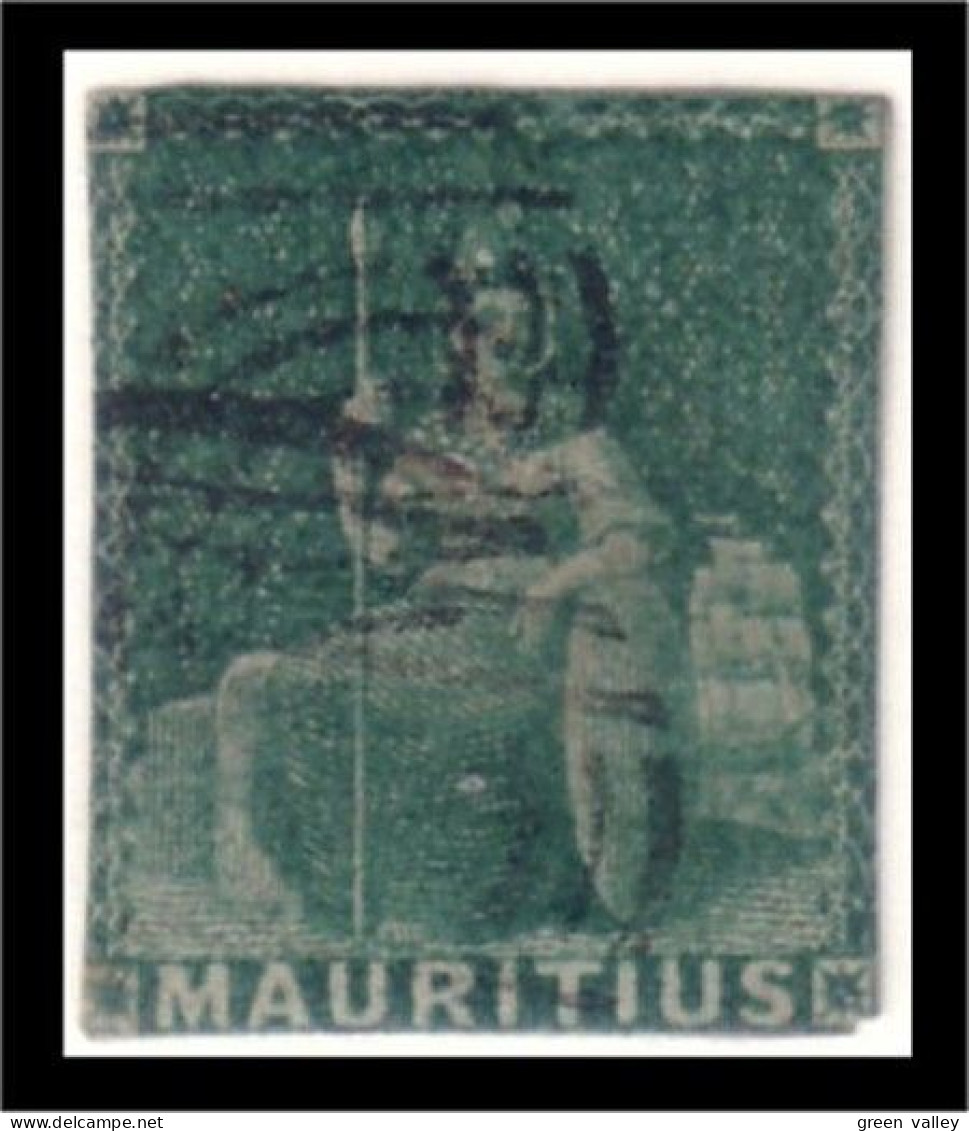 640 Mauritius Ile Maurice 1858 4p Green Bluish (MRC-43) - Mauritius (...-1967)