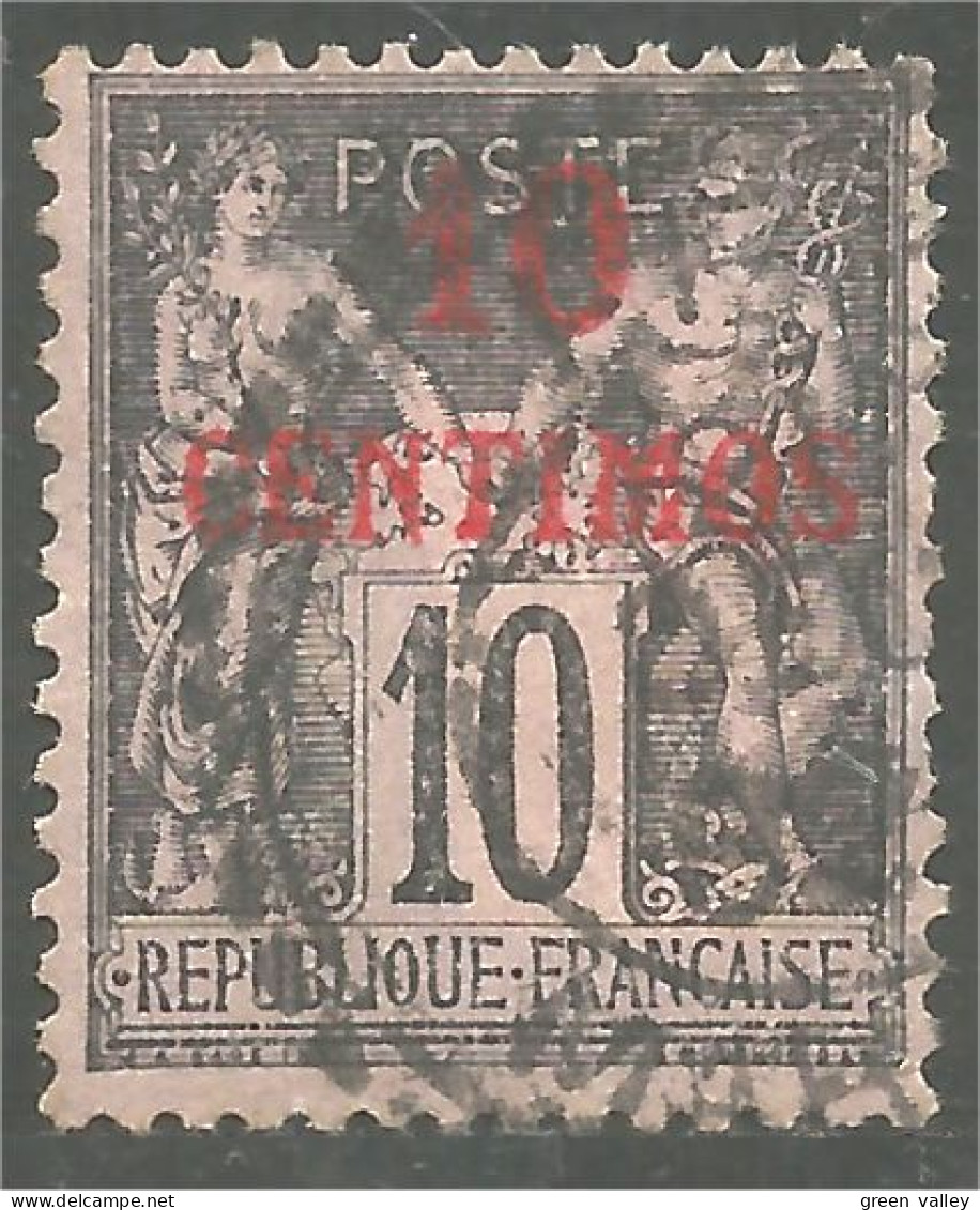 636 Maroc 1891 10 Centimes Sur 10 Noir (MOR-99) - Usati