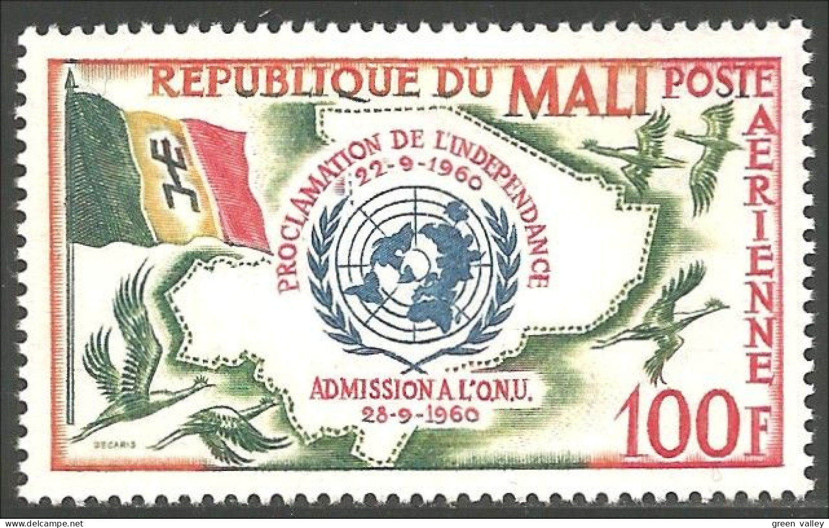 614 Mali Drapeau Flag United Nations Unies Bow MLH * Neuf Charnière Légère (MLI-10) - Briefmarken