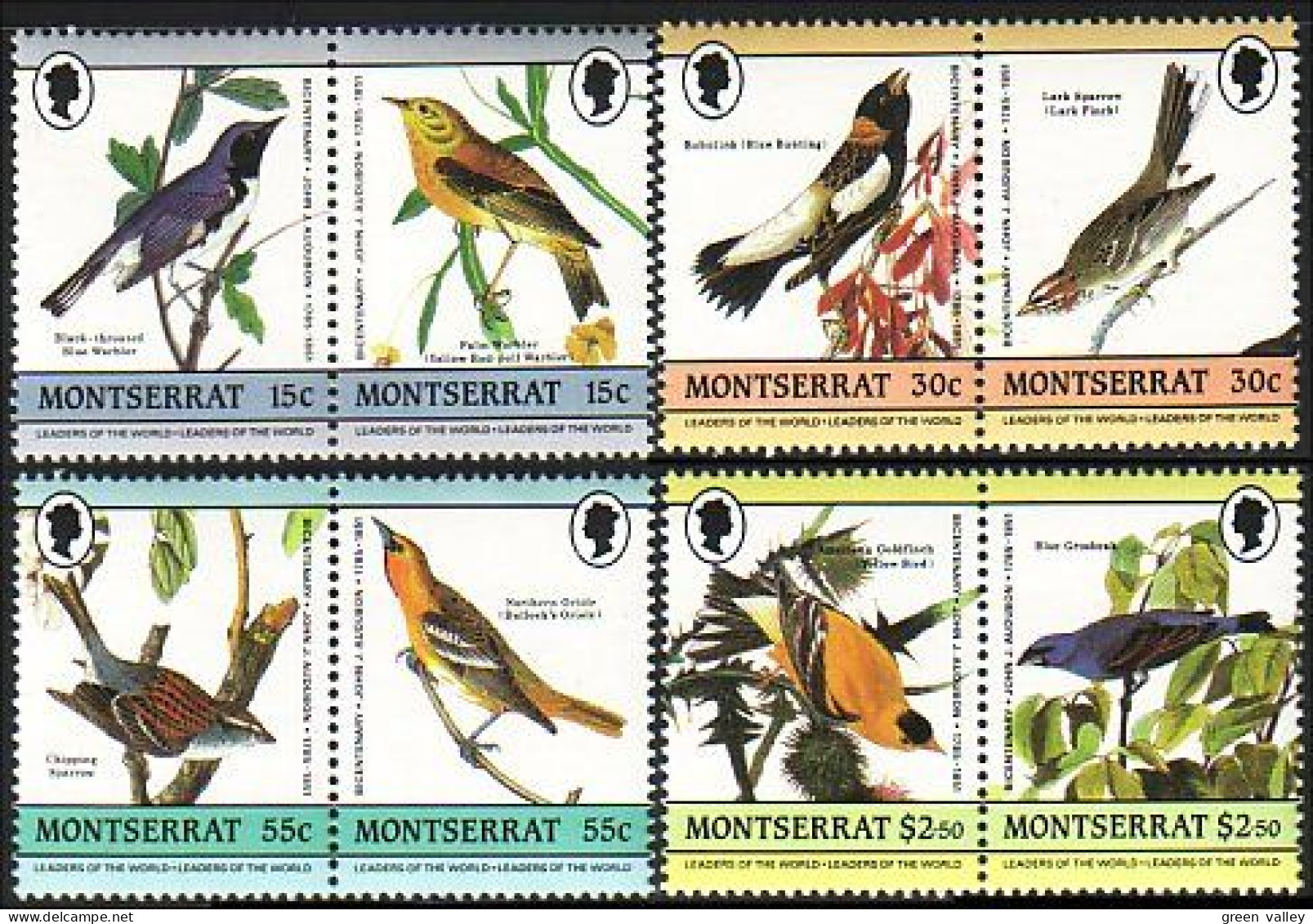 646 Ile Montserrat Oiseaux 15c - 2.50$ Birds MNH ** Neuf SC (MSE-11c) - Konvolute & Serien