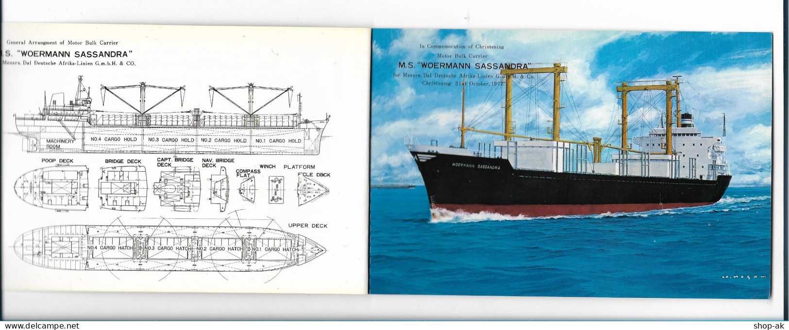 Y17765/ M.S. Woermann Sassandra Handelsschiff AK Zum Raustrennen 1972 - Cargos