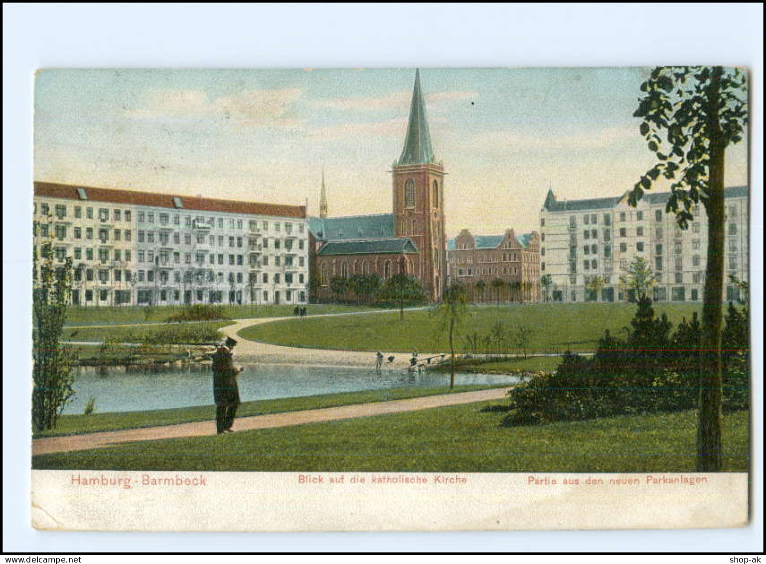 V651/ Hamburg Barmbek Kathol. Kirche AK 1909 - Nord