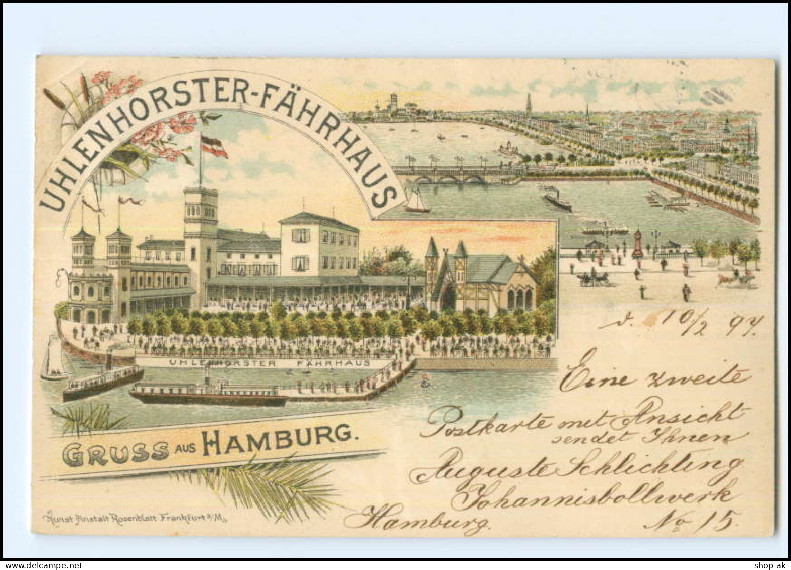 Y16824/ Hamburg Uhlenhorster Fährhaus 1897 Litho AK - Noord