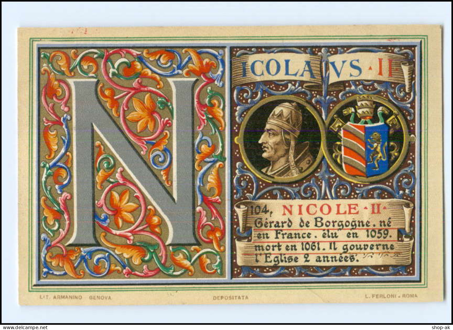 S2307/ Vatikan Papst Nikolaus II  Litho AK  1903  Karte Nr. 104 Vatican  - Vatikanstadt