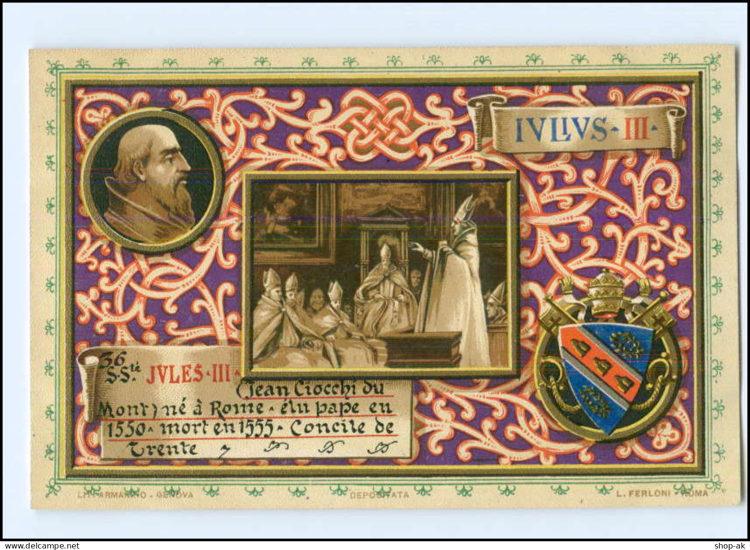 S2241/ Vatikan Papst Julius III Litho AK  1903  Karte Nr. 36 Vatican  - Vatikanstadt