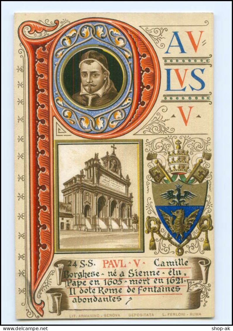 S2229/ Vatikan Papst Paulus V Litho AK  1903  Karte Nr. 24 Vatican  - Vatican