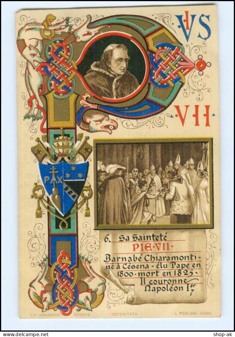 S2213/ Vatikan Papst Pius VII Litho AK  1903  Karte Nr. 6 - Vatikanstadt